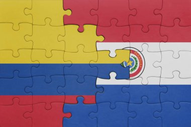 Paraguay 'ın renkli ulusal bayrağı ve Kolombiya bayrağı. konsept
