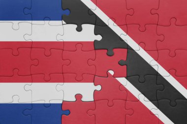 Trinidad, Tobago ve Costa Rica bayrağının renkli ulusal bayrağıyla bulmaca. konsept