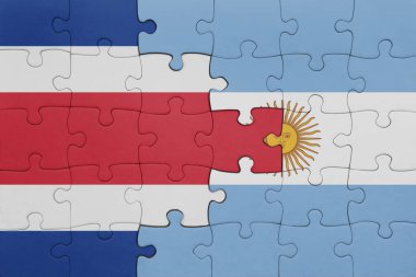 Arjantin 'in renkli ulusal bayrağı ve Kosta Rika' nın bayrağı. konsept