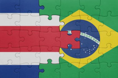 Brezilya bayrağı ve Kosta Rika bayrağıyla dolu renkli bir bulmaca. konsept