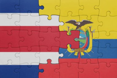 Ekvador ve Kosta Rika bayrağının renkli ulusal bayrağıyla bulmaca. konsept