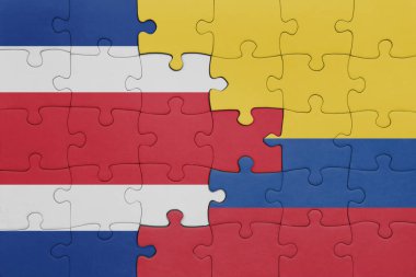 Kolombiya 'nın renkli ulusal bayrağı ve Kosta Rika' nın bayrağı. konsept