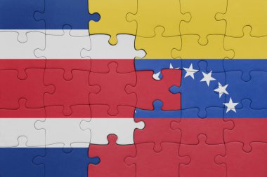 Venezuela 'nın renkli ulusal bayrağı ve Kosta Rika bayrağı. konsept