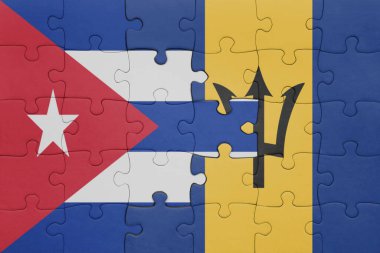 Barbados ve Küba bayrağının renkli ulusal bayrağıyla bulmaca. konsept
