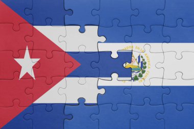 El Salvador 'un renkli ulusal bayrağı ve Küba bayrağı. konsept