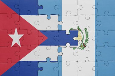 Guatemala 'nın renkli ulusal bayrağı ve Küba bayrağı. konsept