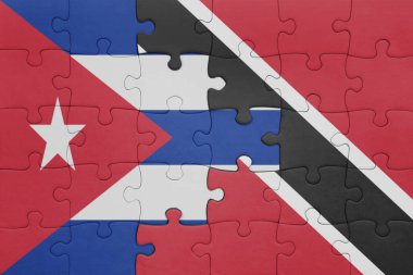 Trinidad, Tobago ve Küba bayrağının renkli ulusal bayrağıyla bulmaca. konsept