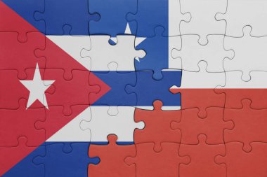 Şili ve Küba bayrağının renkli ulusal bayrağıyla bulmaca. konsept