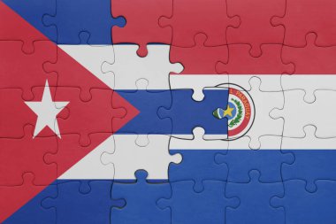 Paraguay 'ın renkli ulusal bayrağı ve Küba bayrağı ile bulmaca. konsept
