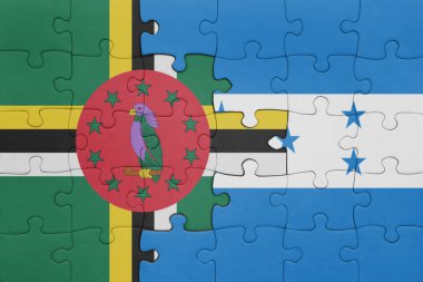 Honduras 'ın renkli ulusal bayrağı ve Dominika bayrağıyla ilgili bulmacalar. konsept