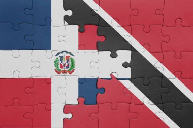 Trinidad, Tobago ve Dominik Cumhuriyeti bayrağının renkli ulusal bayrağıyla bulmaca. konsept