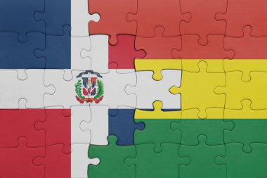 Bolivya 'nın renkli ulusal bayrağı ve Dominik Cumhuriyeti bayrağı. konsept