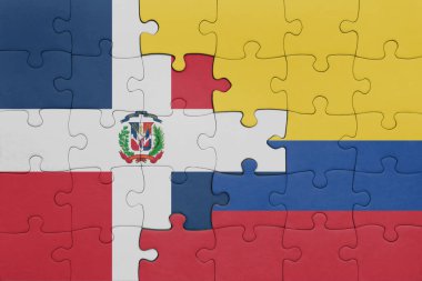 Kolombiya 'nın renkli ulusal bayrağı ve Dominik Cumhuriyeti bayrağı. konsept