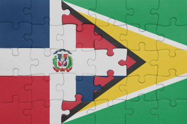 Guyana 'nın renkli ulusal bayrağı ve Dominik Cumhuriyeti bayrağı. konsept