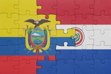 Paraguay 'ın renkli ulusal bayrağı ve ekvatorun bayrağı. konsept