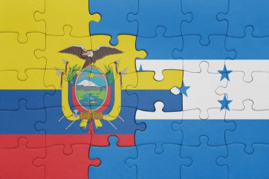 Honduras 'ın renkli ulusal bayrağı ve Ekvador bayrağı ile bulmaca. konsept