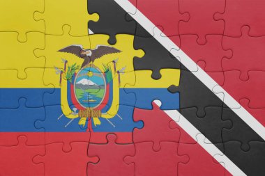 Trinidad, Tobago ve Ekvador bayrağının renkli ulusal bayrağıyla bulmaca. konsept