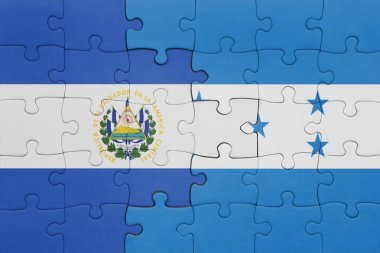 Honduras 'ın renkli ulusal bayrağı ve El Salvador bayrağı. konsept