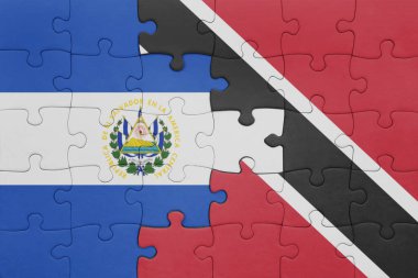 Trinidad, Tobago ve El Salvador bayrağının renkli ulusal bayrağıyla bulmaca. konsept