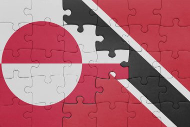 Trinidad ve Tobago 'nun renkli ulusal bayrağı ve yeşil arazinin bayrağı. konsept