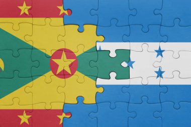 Honduras ve Grenada bayrağının renkli ulusal bayrağıyla bulmaca. konsept