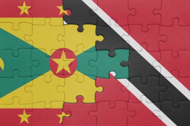 Trinidad, Tobago ve Grenada bayrağının renkli ulusal bayrağıyla bulmaca. konsept