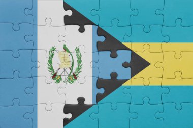 Bahamalar 'ın renkli ulusal bayrağı ve Guatemala bayrağı ile bulmaca. konsept