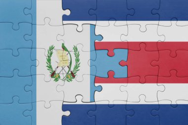 Kosta Rika 'nın renkli ulusal bayrağı ve Guatemala bayrağı. konsept