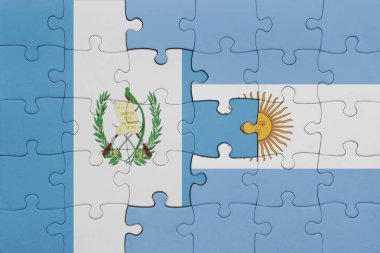 Arjantin 'in renkli ulusal bayrağı ve Guatemala' nın bayrağı. konsept