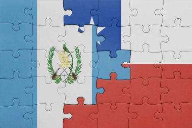 Şili ve Guatemala bayrağının renkli ulusal bayrağıyla bulmaca. konsept