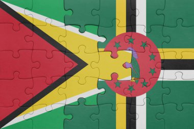 Dominica 'nın renkli bayrağı ve Guyana bayrağıyla ilgili bulmacalar. konsept