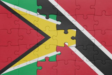 Trinidad, Tobago ve Guyana bayrağının renkli ulusal bayrağıyla bulmaca. konsept