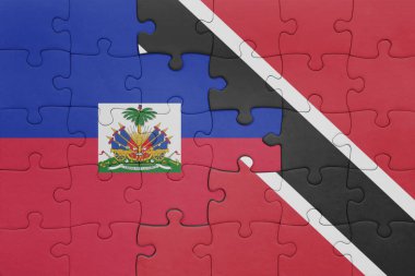 Trinidad, Tobago ve Haiti bayrağının renkli ulusal bayrağıyla bulmaca. konsept