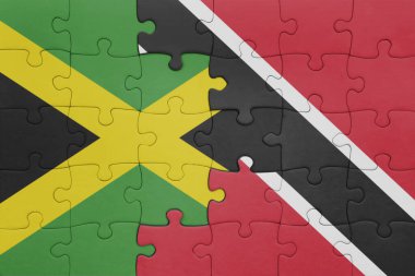 Trinidad, Tobago ve Jamaika bayrağının renkli ulusal bayrağıyla bulmaca. konsept