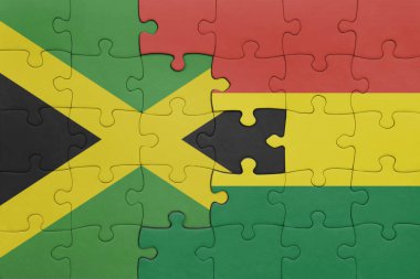 Bolivya 'nın renkli ulusal bayrağı ve Jamaika bayrağının bulmacası. konsept