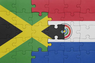 Paraguay 'ın renkli ulusal bayrağı ve Jamaika bayrağının bulmacası. konsept