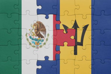 Barbados ve Meksika bayrağının renkli ulusal bayrağıyla bulmaca. konsept