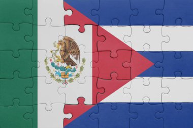 Küba ve Meksika bayrağının renkli ulusal bayrağıyla bulmaca. konsept