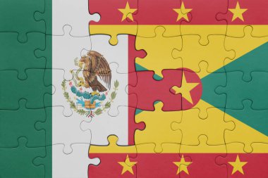 Grenada ve Meksika bayrağının renkli ulusal bayrağıyla bulmaca. konsept