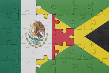Jamaika 'nın renkli ulusal bayrağı ve Meksika bayrağı. konsept