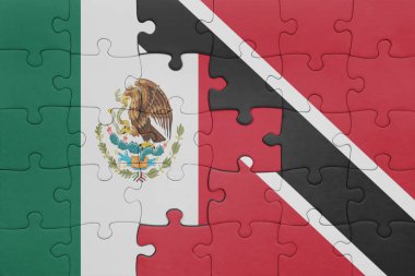 Trinidad, Tobago ve Meksika bayrağının renkli ulusal bayrağıyla bulmaca. konsept