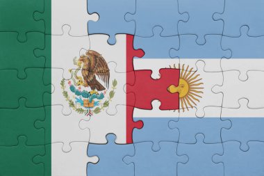 Arjantin 'in renkli ulusal bayrağı ve Meksika bayrağı. konsept