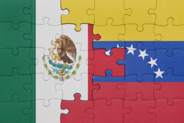 Venezuela 'nın renkli ulusal bayrağı ve Meksika bayrağı. konsept