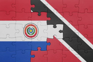 Trinidad, Tobago ve Paraguay bayrağının renkli ulusal bayrağıyla bulmaca. konsept