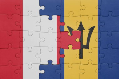 Barbados ve Peru bayrağının renkli ulusal bayrağıyla bulmaca. konsept
