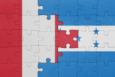 Honduras ve Peru bayrağının renkli ulusal bayrağıyla bulmaca. konsept