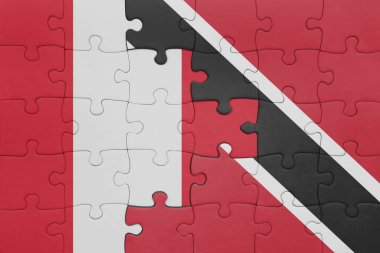 Trinidad, Tobago ve Peru bayrağının renkli ulusal bayrağıyla bulmaca. konsept