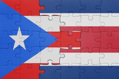 Kosta Rika 'nın renkli ulusal bayrağı ve Porto Riko' nun bayrağı. konsept