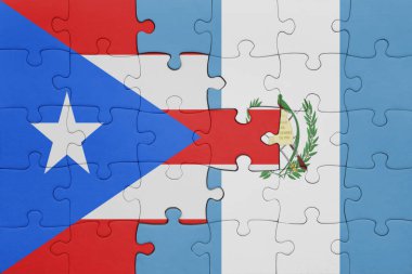 Guatemala 'nın renkli ulusal bayrağı ve Porto Riko' nun bayrağı. konsept