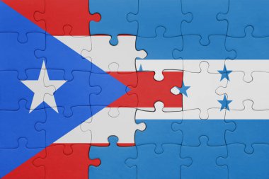 Honduras 'ın renkli ulusal bayrağı ve Porto Riko' nun bayrağı. konsept